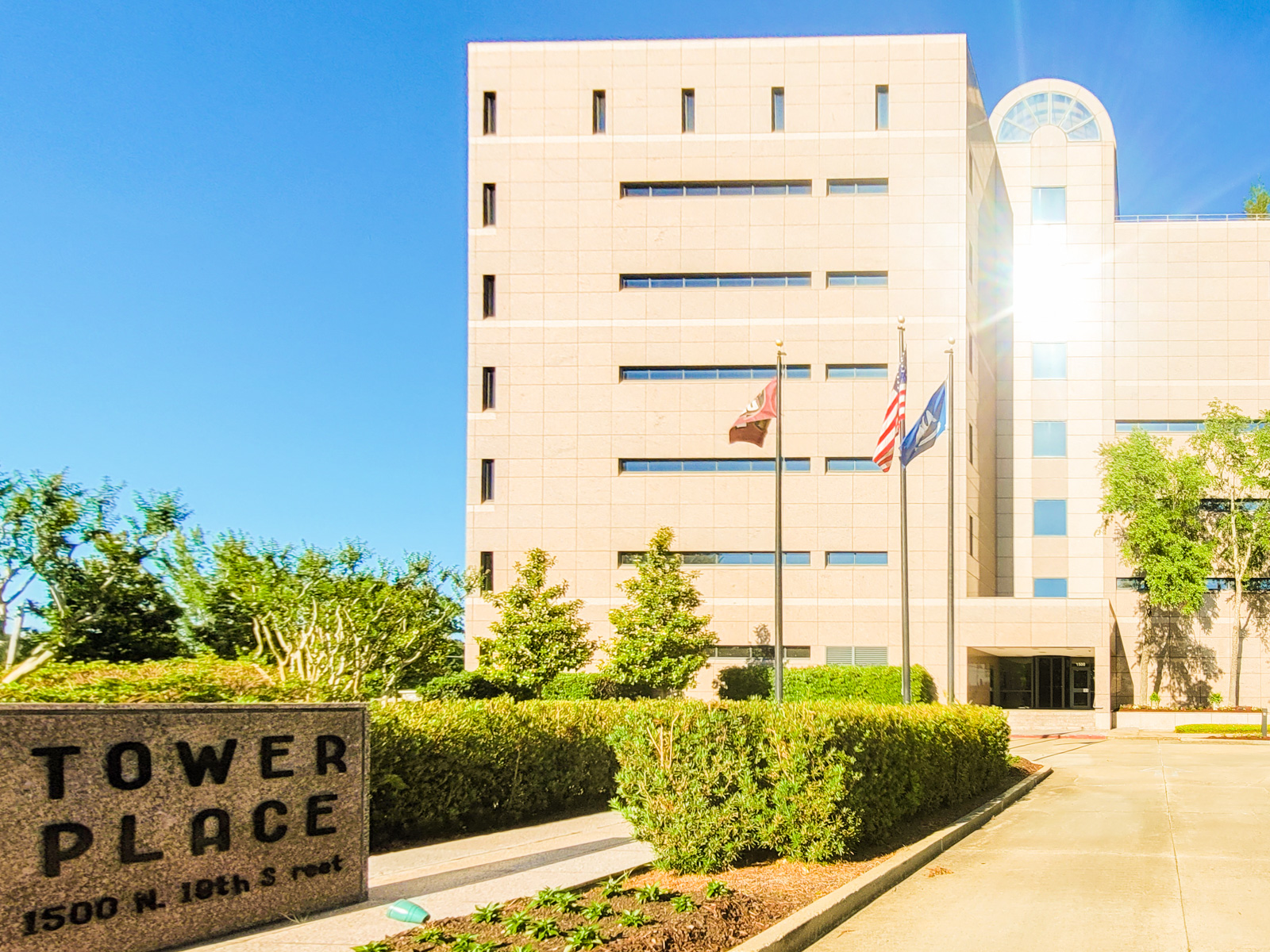 Exterior photo of the Tower Place building in Monroe, Louisiana